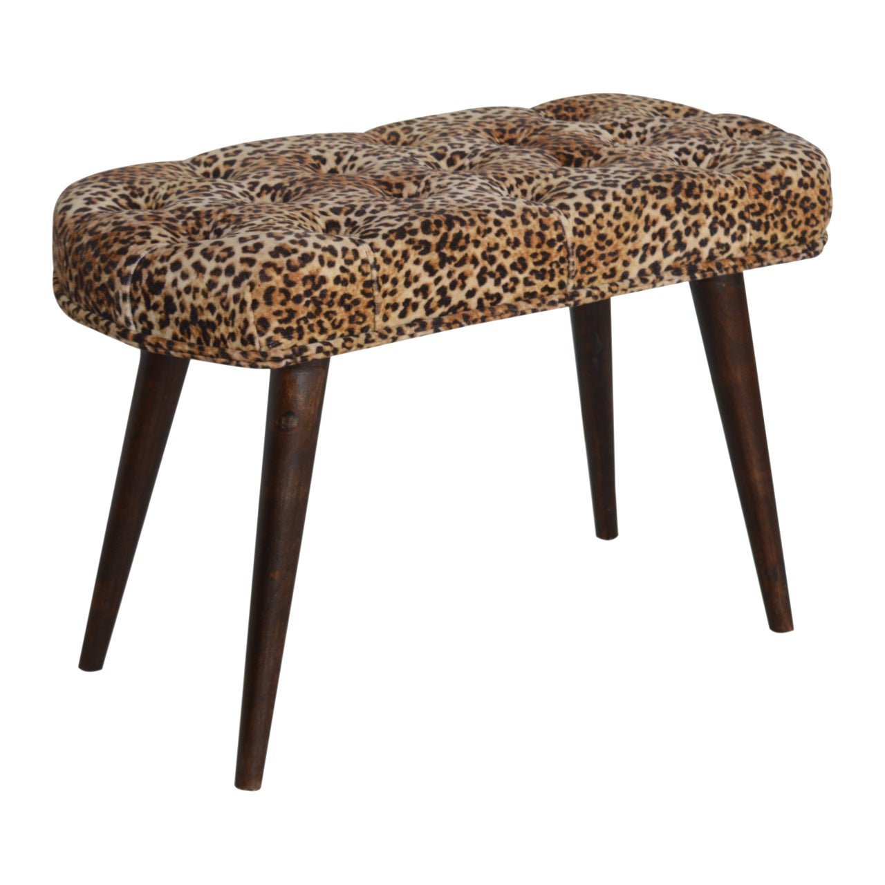 Leopard Print Deep Button Bench - SILVIONIX