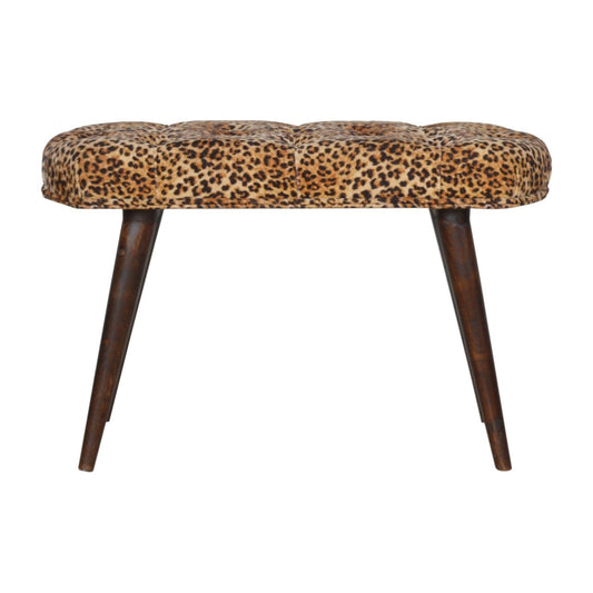 Leopard Print Deep Button Bench - SILVIONIX