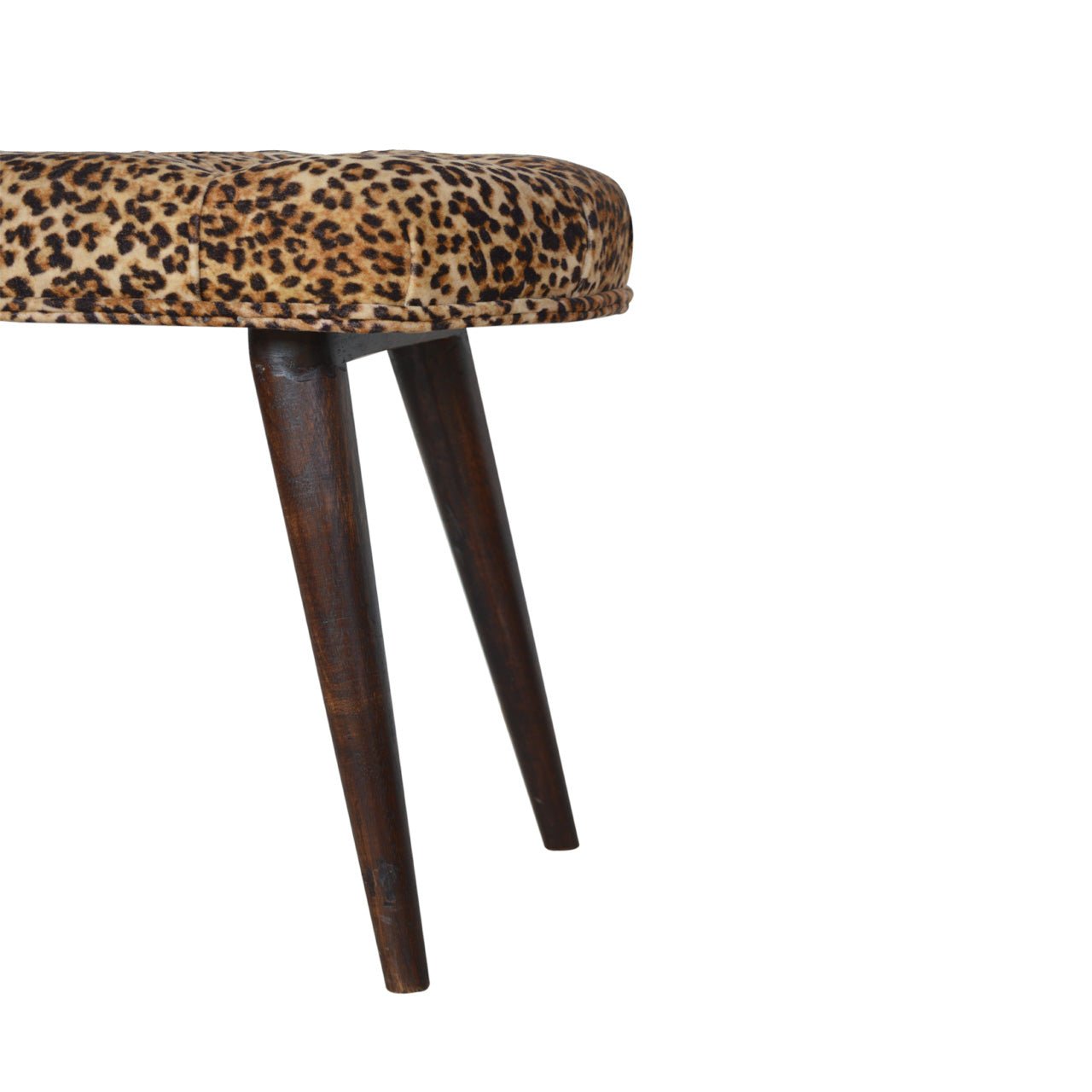 Leopard Print Deep Button Bench - SILVIONIX