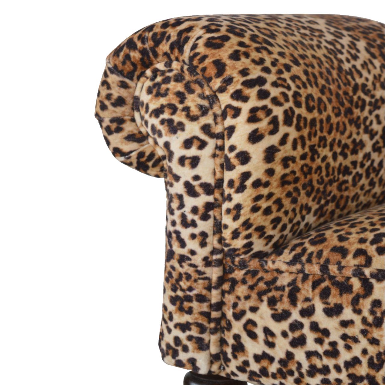 Leopard Print Velvet Bench - SILVIONIX