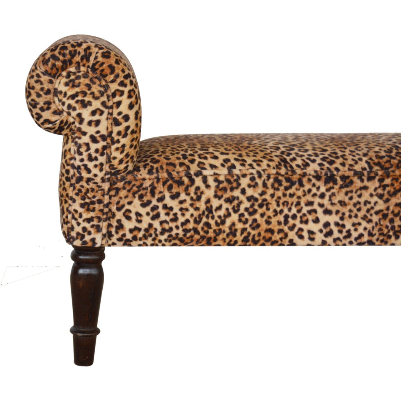 Leopard Print Velvet Bench - SILVIONIX