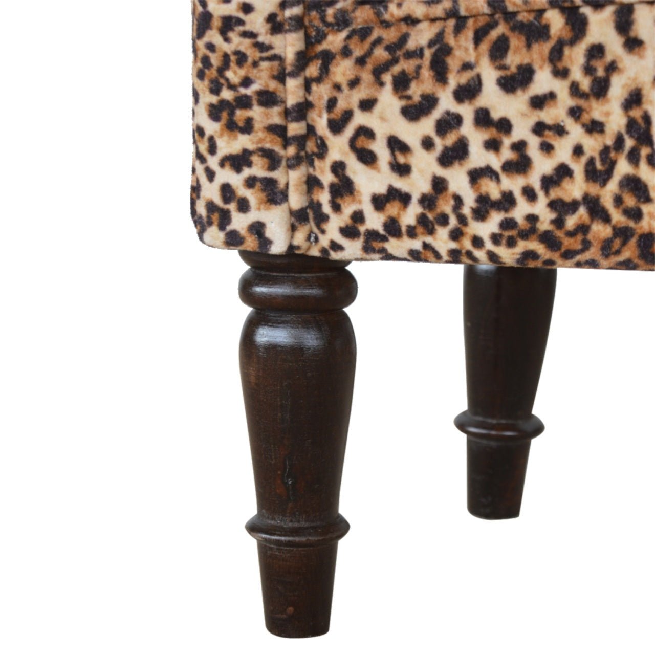 Leopard Print Velvet Bench - SILVIONIX