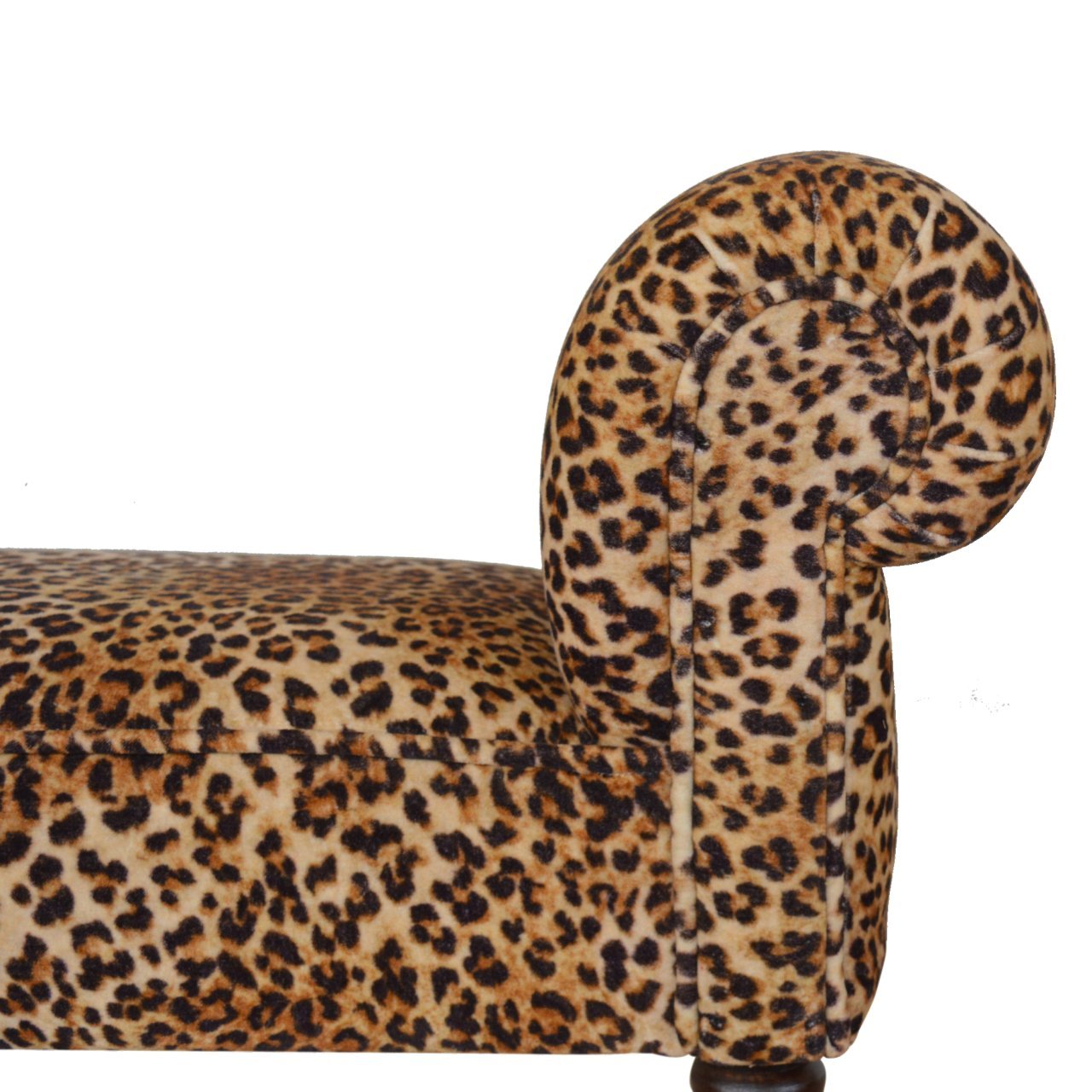 Leopard Print Velvet Bench - SILVIONIX