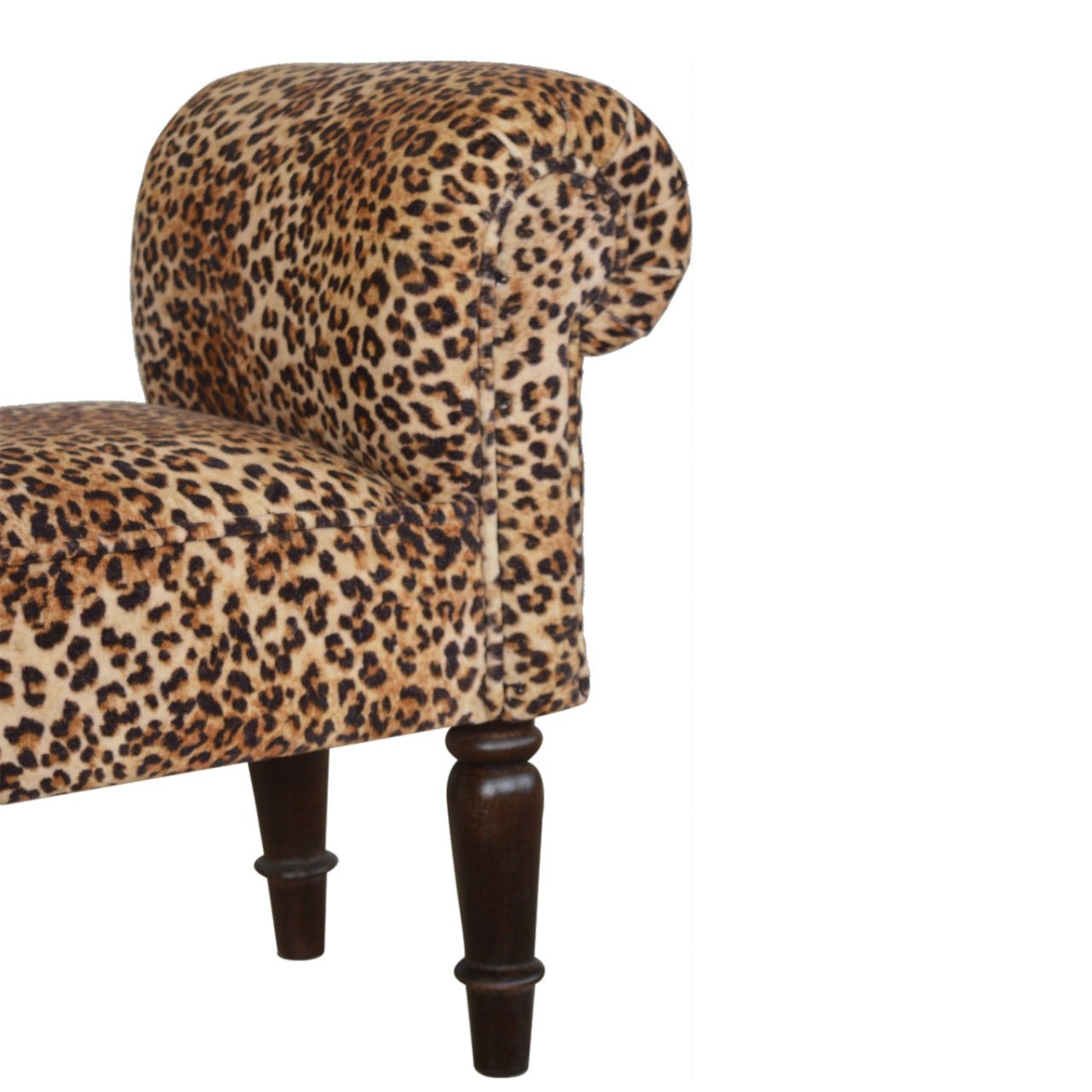 Leopard Print Velvet Bench - SILVIONIX