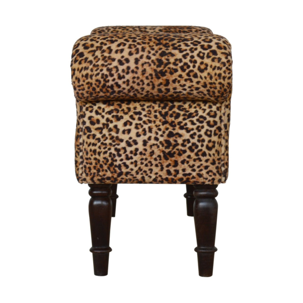 Leopard Print Velvet Bench - SILVIONIX