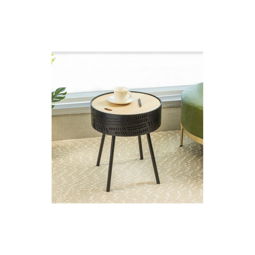 Lift Top Round Side Table - SLENDER - SILVIONIX