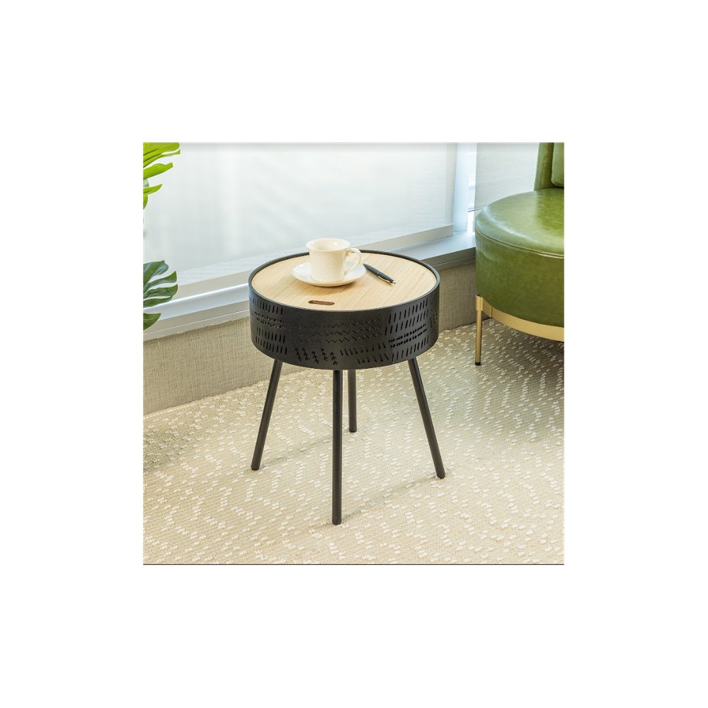 Lift Top Round Side Table - SLENDER - SILVIONIX