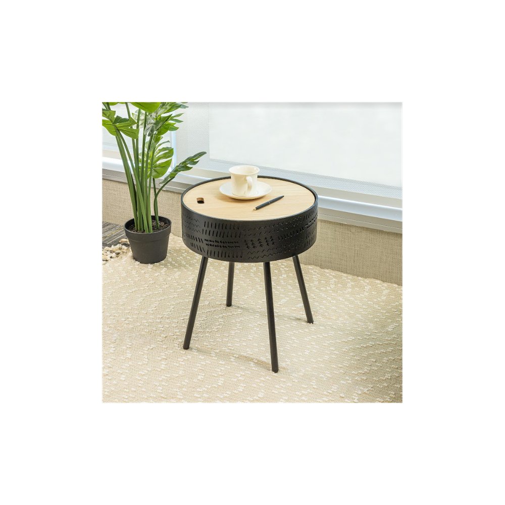 Lift Top Round Side Table - SLENDER - SILVIONIX