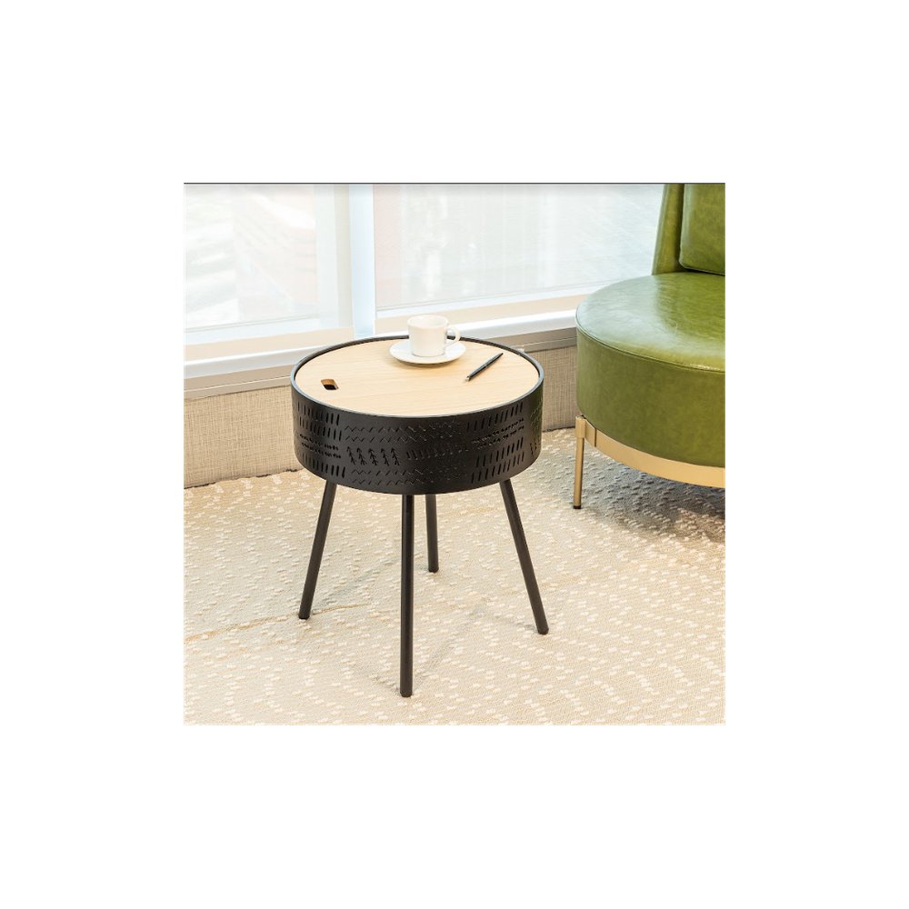 Lift Top Round Side Table - SLENDER - SILVIONIX