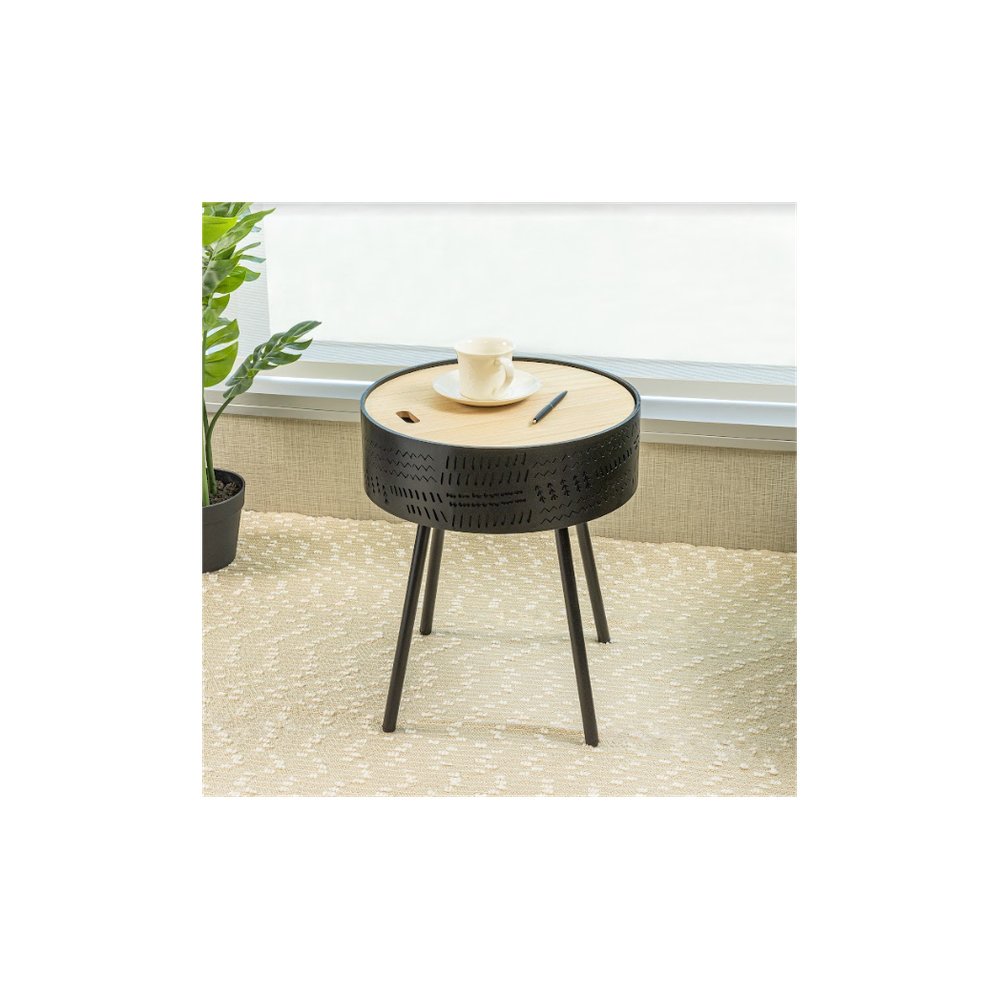 Lift Top Round Side Table - SLENDER - SILVIONIX