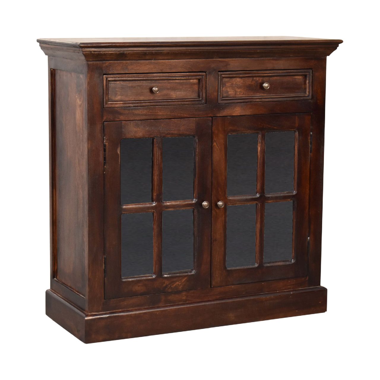 Light Walnut Cabinet with Glazed Doors - SILVIONIX