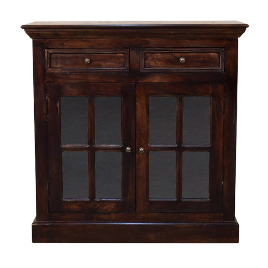 Light Walnut Cabinet with Glazed Doors - SILVIONIX