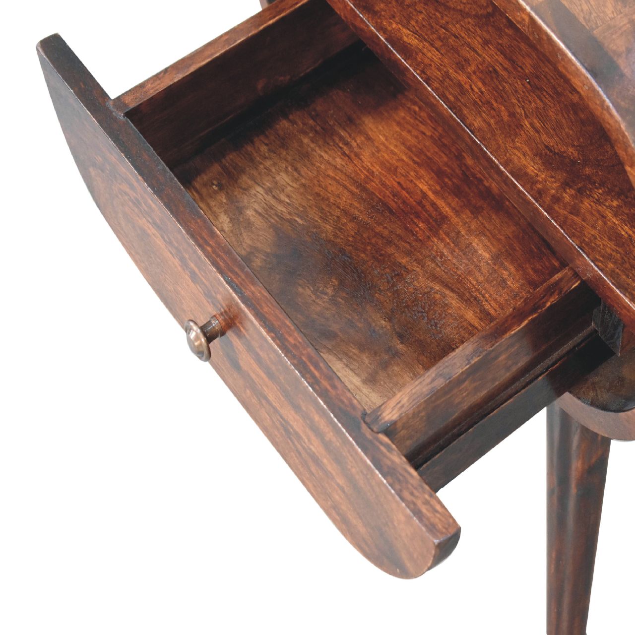 Light Walnut Circular Bedside with Open Slot - SILVIONIX