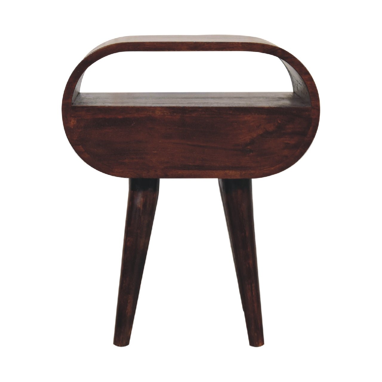 Light Walnut Circular Bedside with Open Slot - SILVIONIX