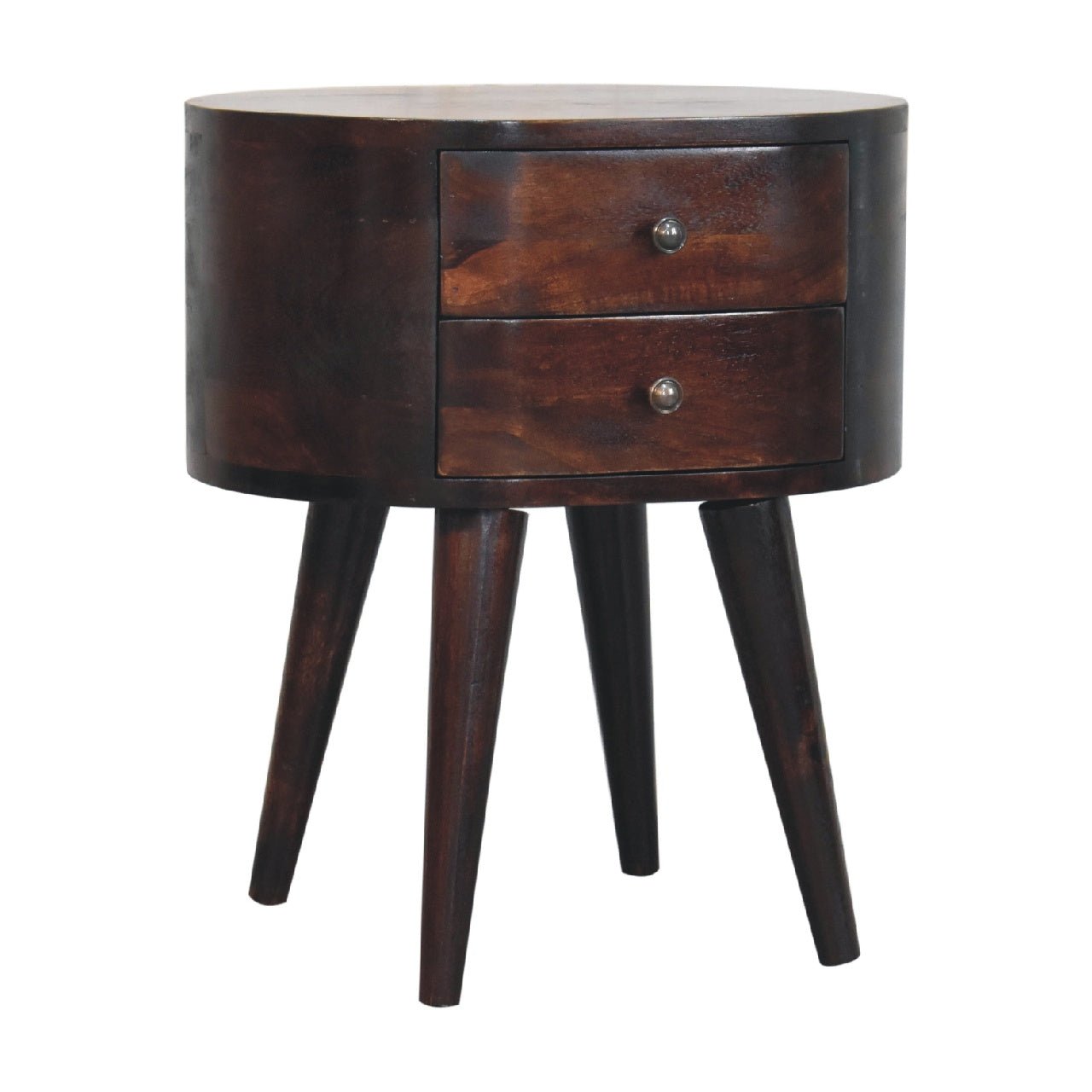 Light Walnut Rounded Bedside Table - SILVIONIX