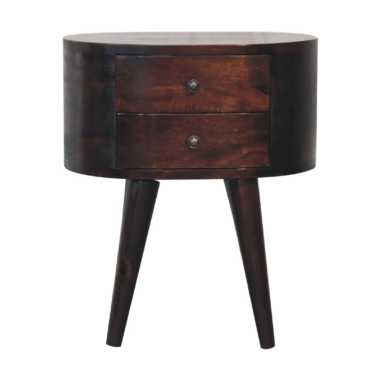 Light Walnut Rounded Bedside Table - SILVIONIX