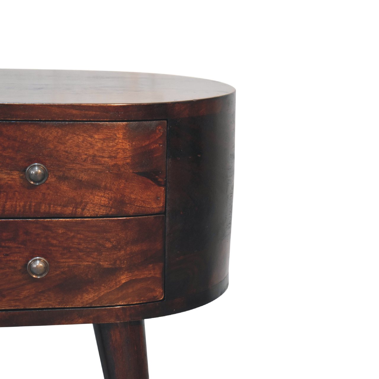 Light Walnut Rounded Bedside Table - SILVIONIX