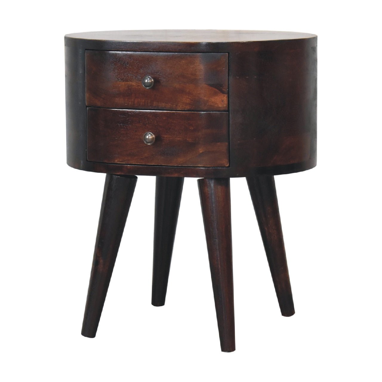 Light Walnut Rounded Bedside Table - SILVIONIX