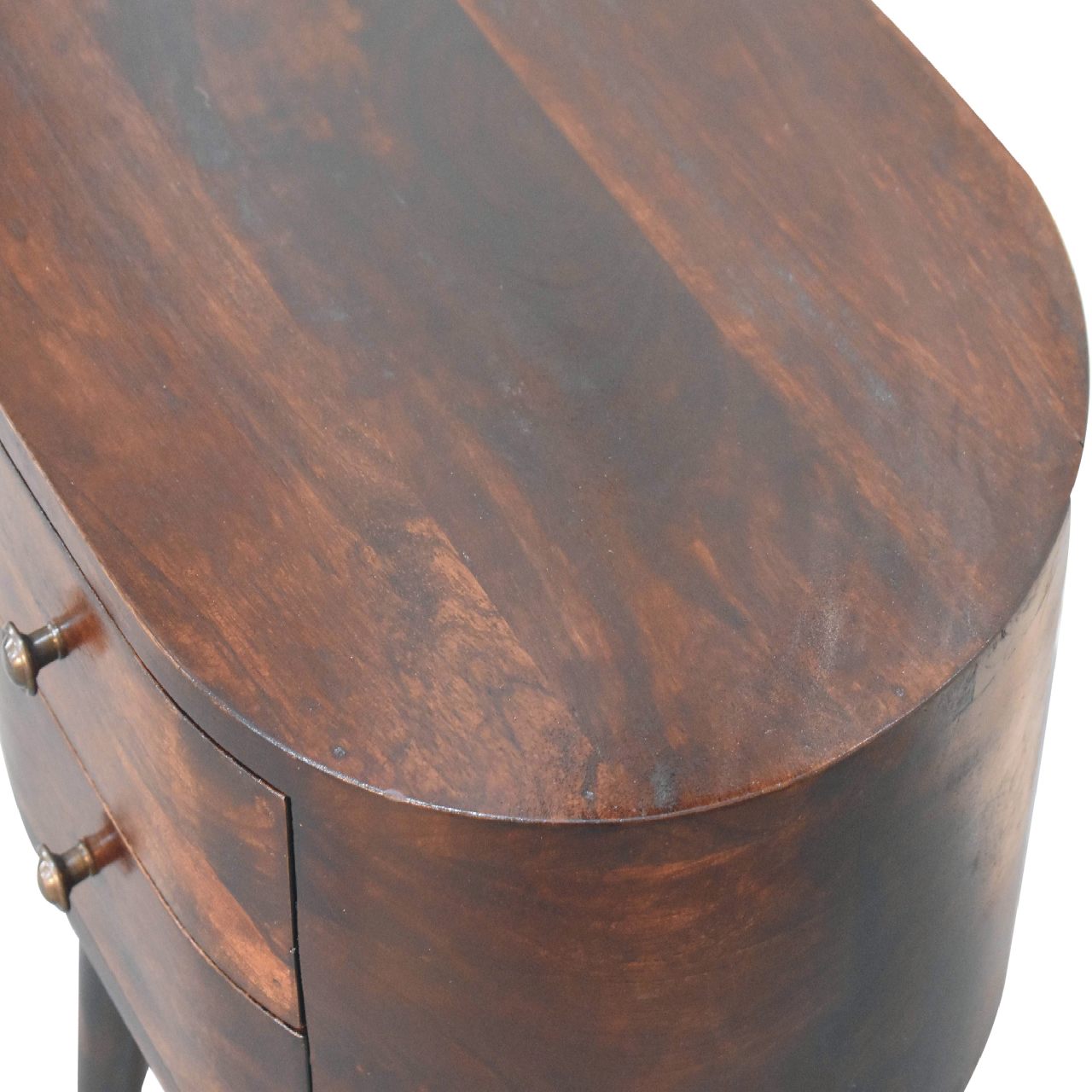 Light Walnut Rounded Bedside Table - SILVIONIX