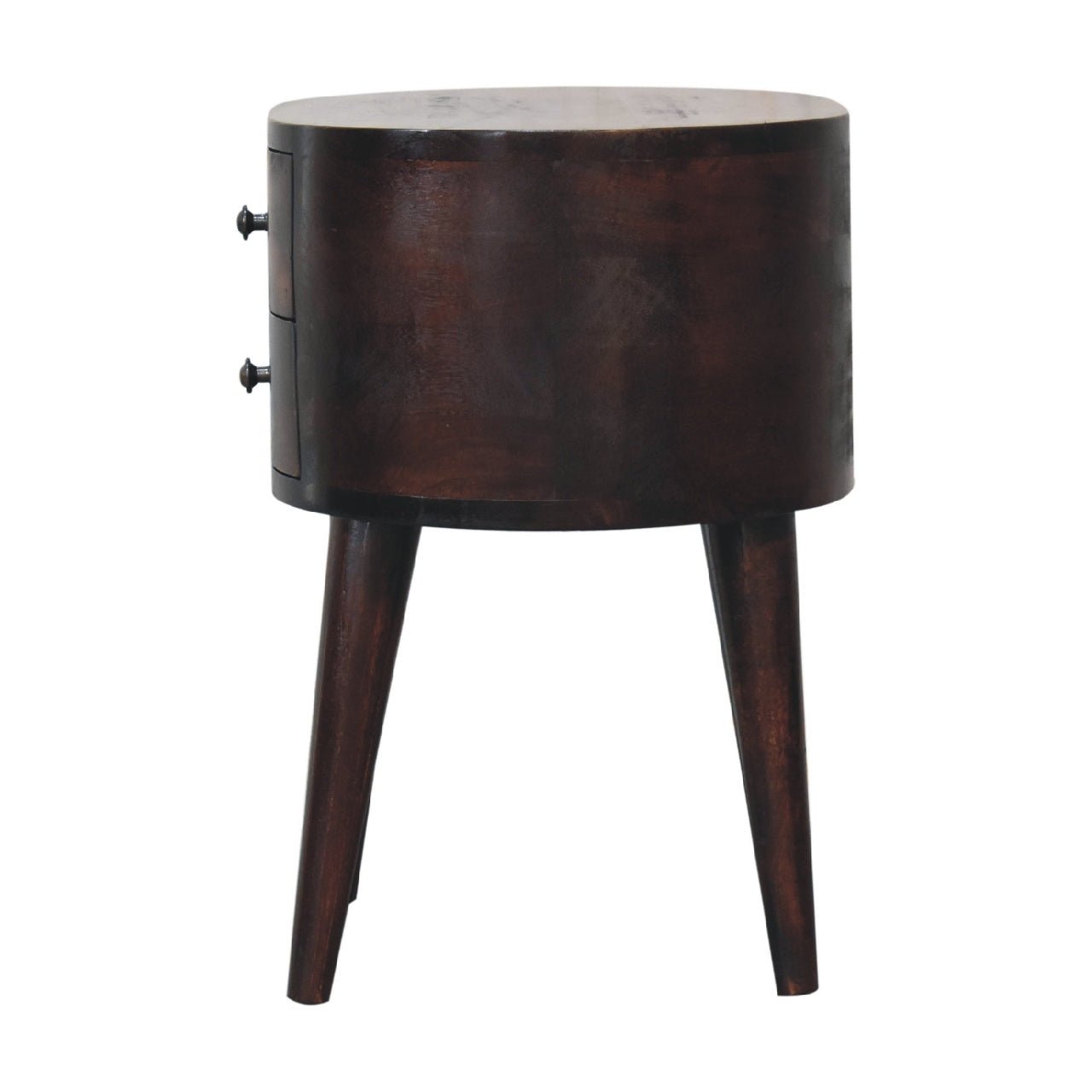 Light Walnut Rounded Bedside Table - SILVIONIX