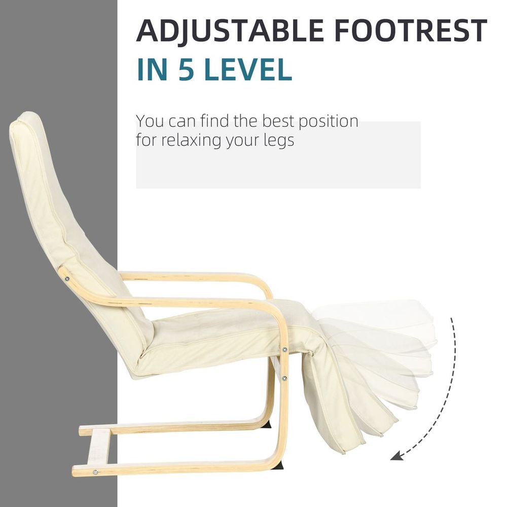 Lounge Chair Recliner Adjustable Footrest Home Cream White - SILVIONIX