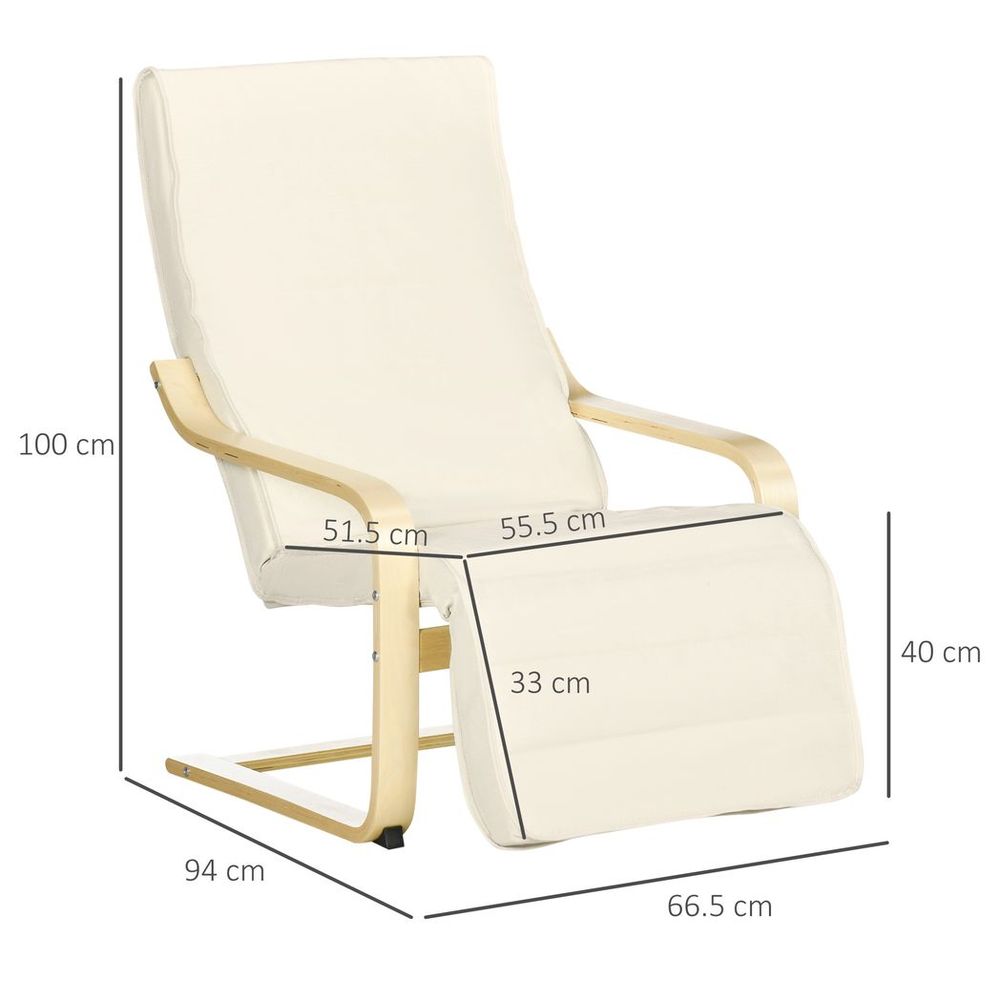 Lounge Chair Recliner Adjustable Footrest Home Cream White - SILVIONIX