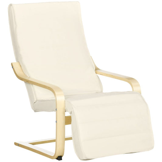 Lounge Chair Recliner Adjustable Footrest Home Cream White - SILVIONIX