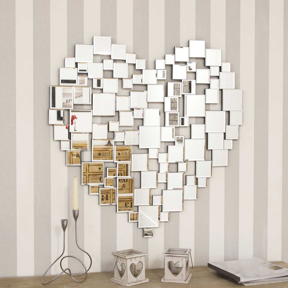 Love All Glass Collage Heart Wall Mirror 81 x 80 CM - SILVIONIX