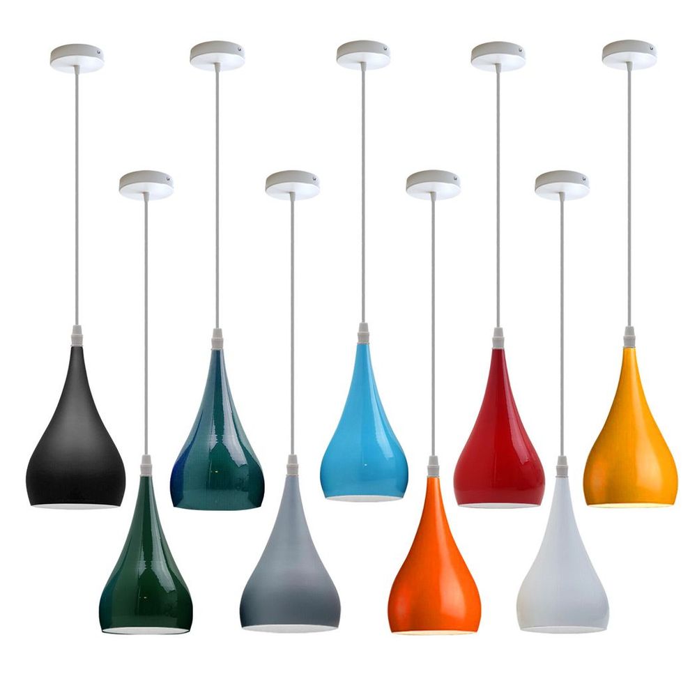 Metal E27 Teardrop Pendant Light Modern Industrial Hanging Light Fixture - SILVIONIX