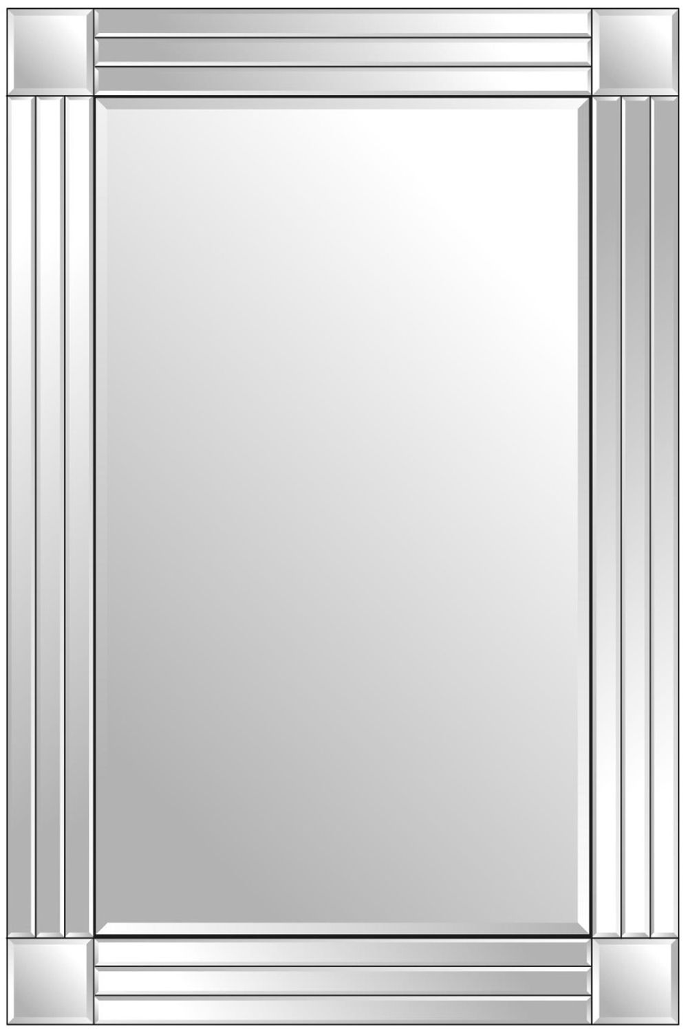 Milton All Glass Bevelled Square Corner Mirror - SILVIONIX