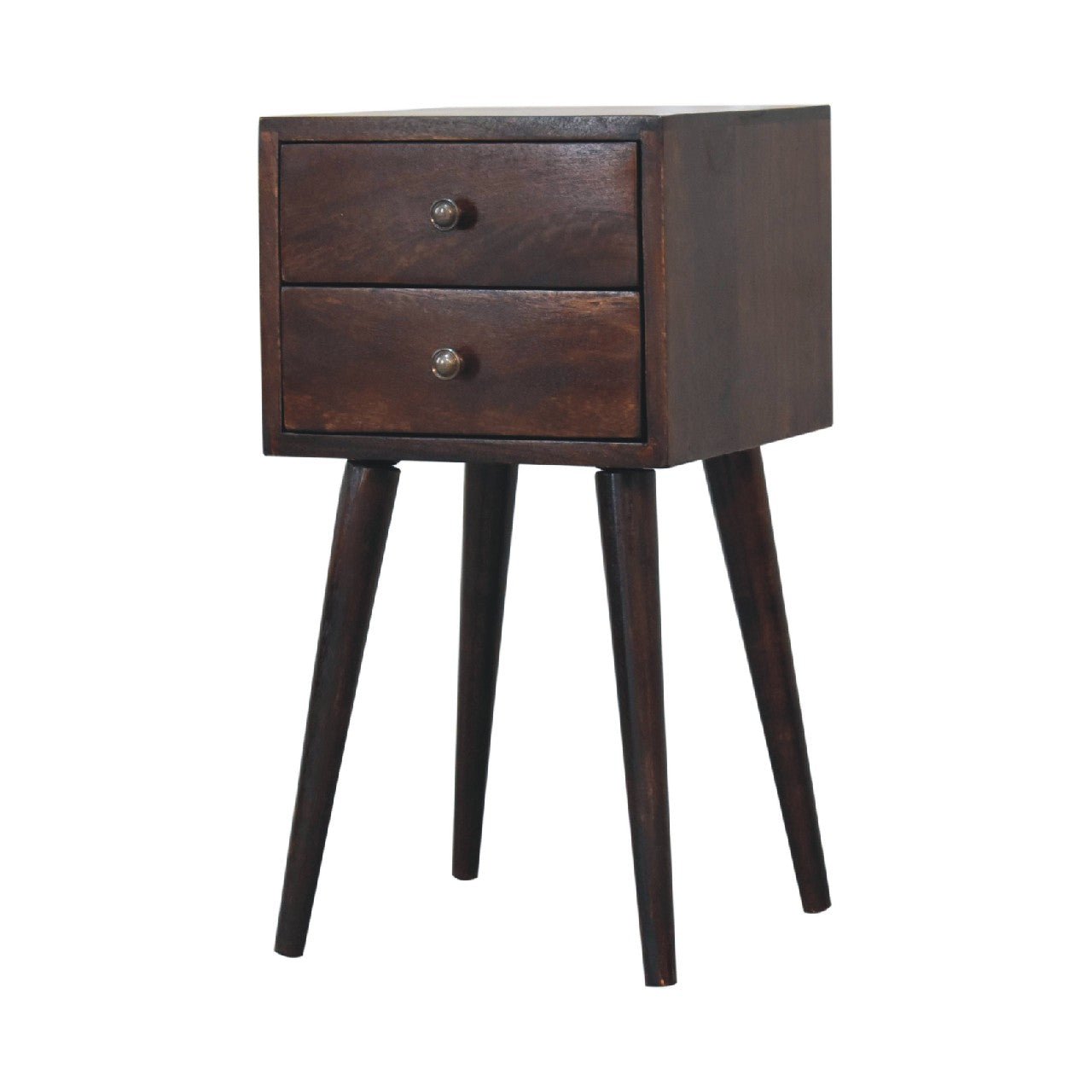 Mini 2 Drawer Light Walnut Bedside - SILVIONIX