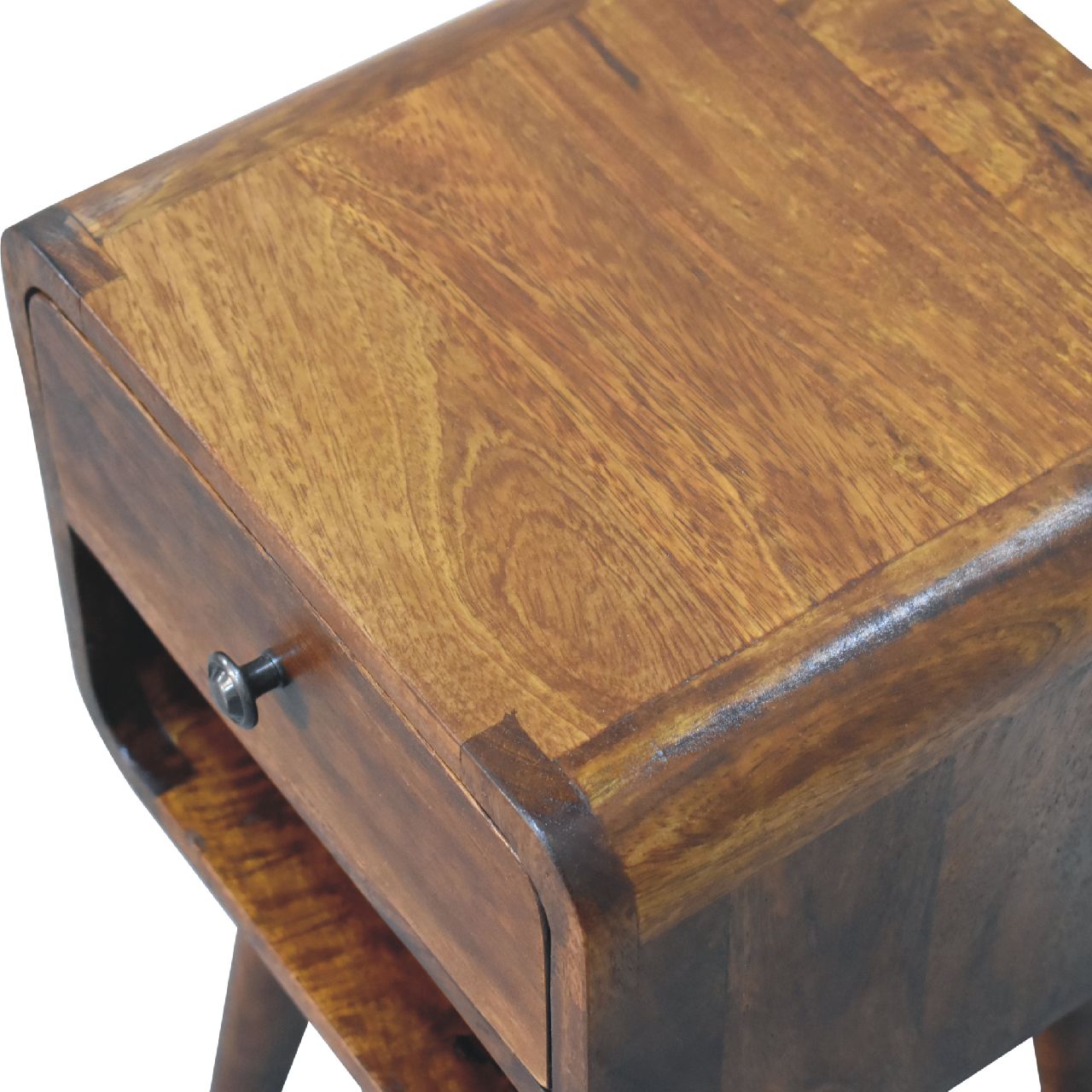 Mini Chestnut Curved Bedside with Lower Slot - SILVIONIX