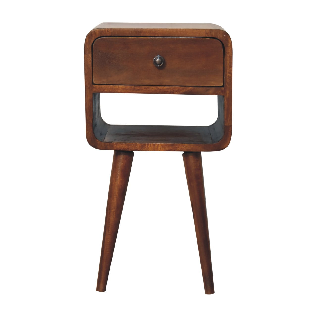 Mini Chestnut Curved Bedside with Lower Slot - SILVIONIX