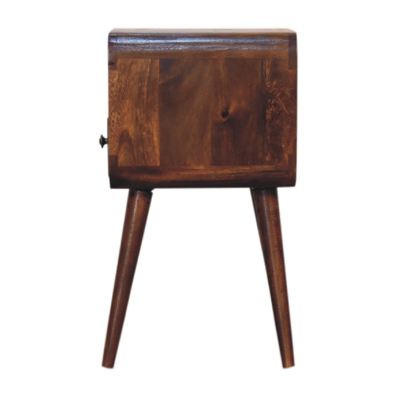 Mini Chestnut Curved Bedside with Open Slot - SILVIONIX