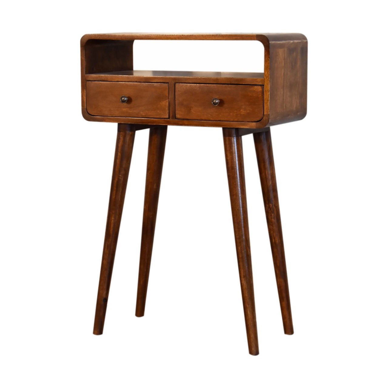 Mini Chestnut Curved Console Table - SILVIONIX