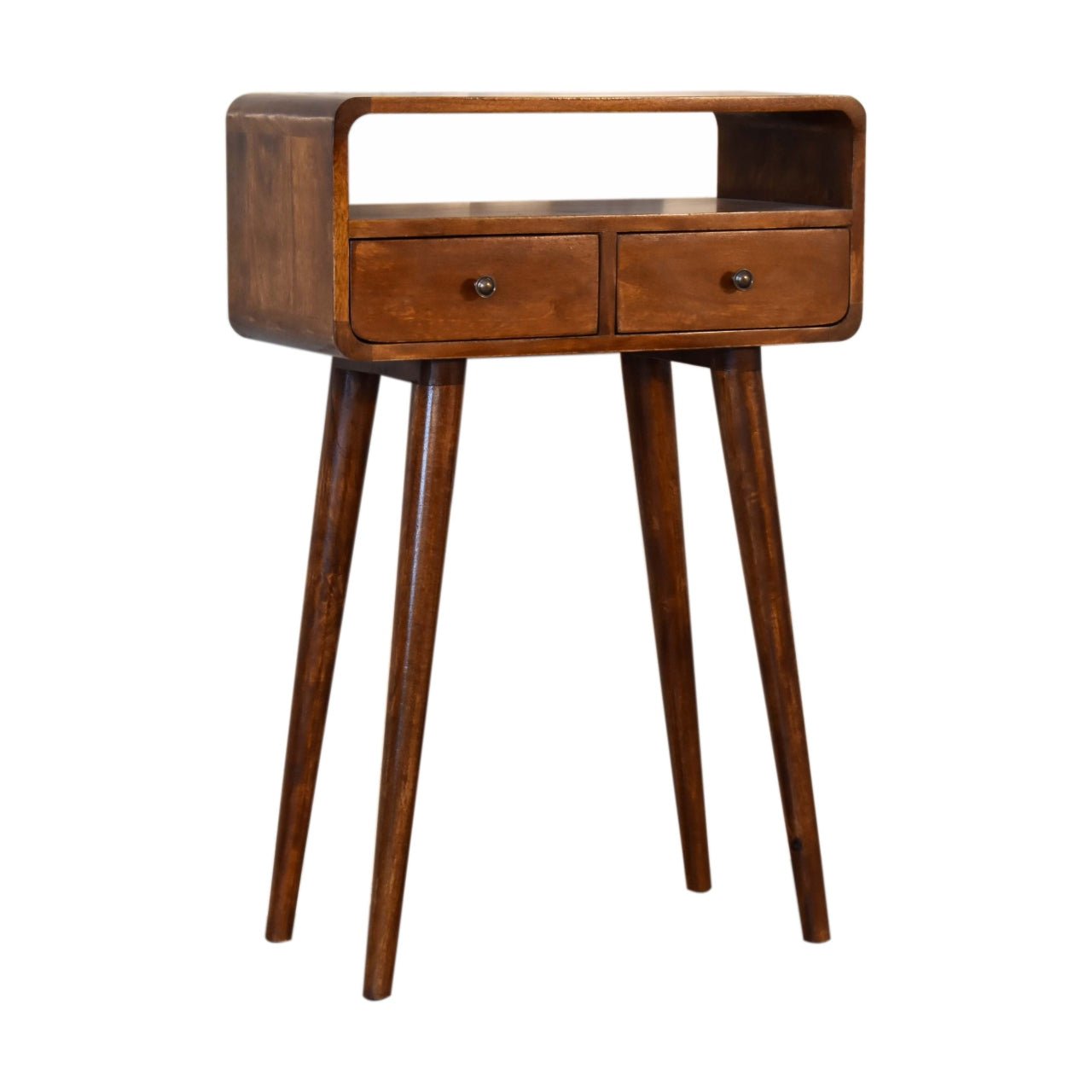 Mini Chestnut Curved Console Table - SILVIONIX