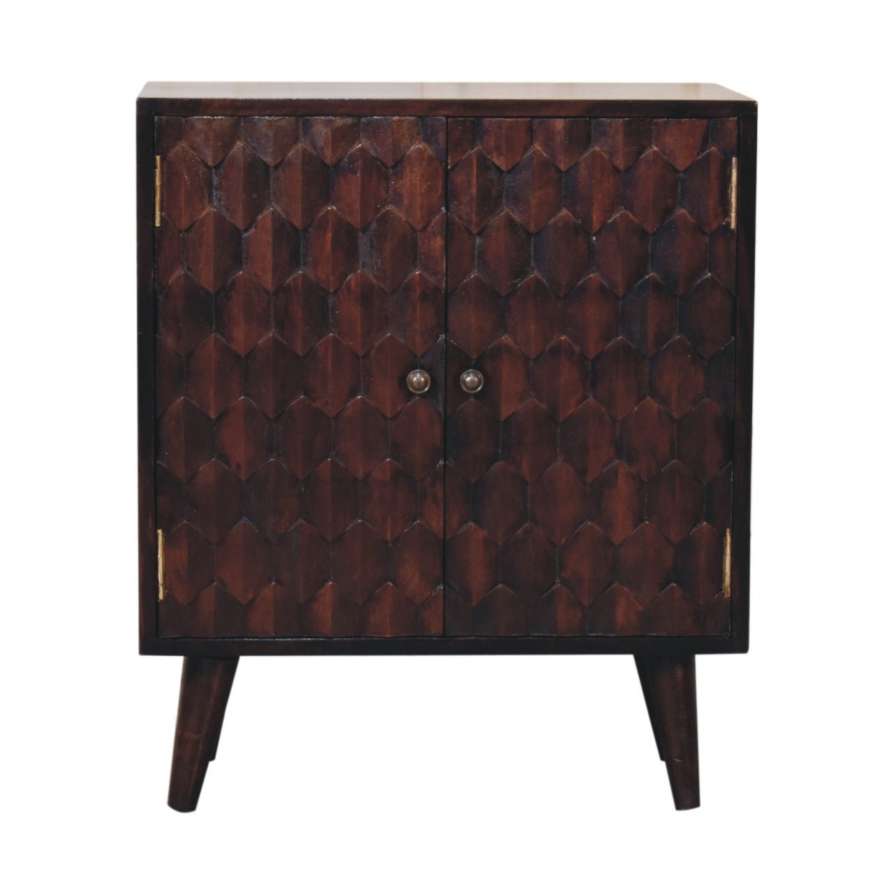 Mini Pineapple Carved Light Walnut Cabinet - SILVIONIX