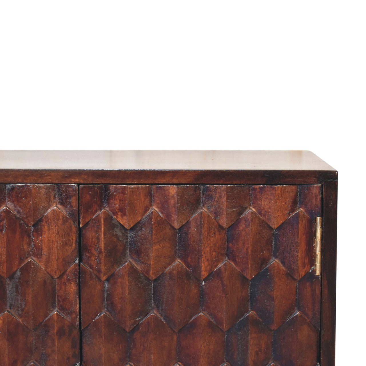 Mini Pineapple Carved Light Walnut Cabinet - SILVIONIX