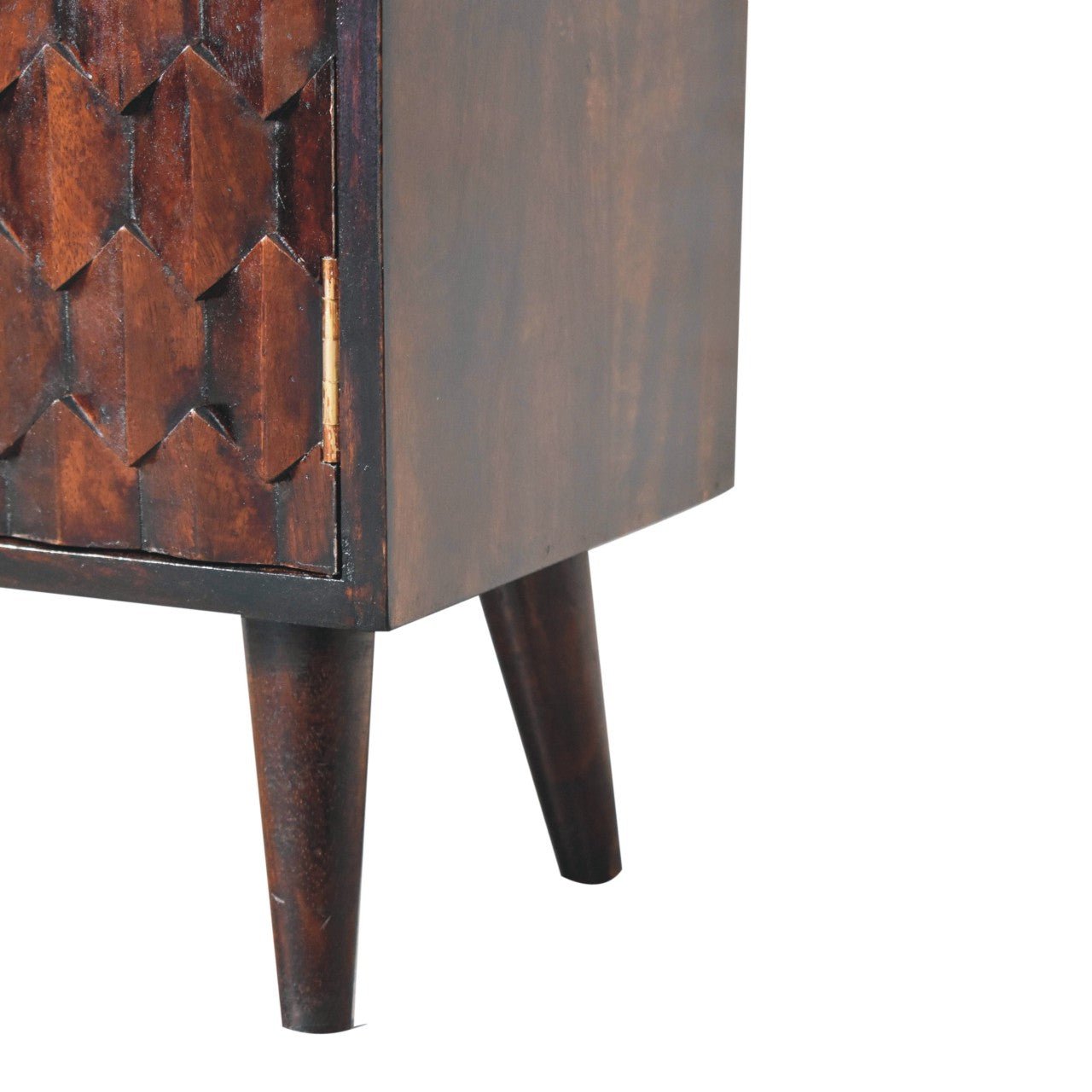 Mini Pineapple Carved Light Walnut Cabinet - SILVIONIX