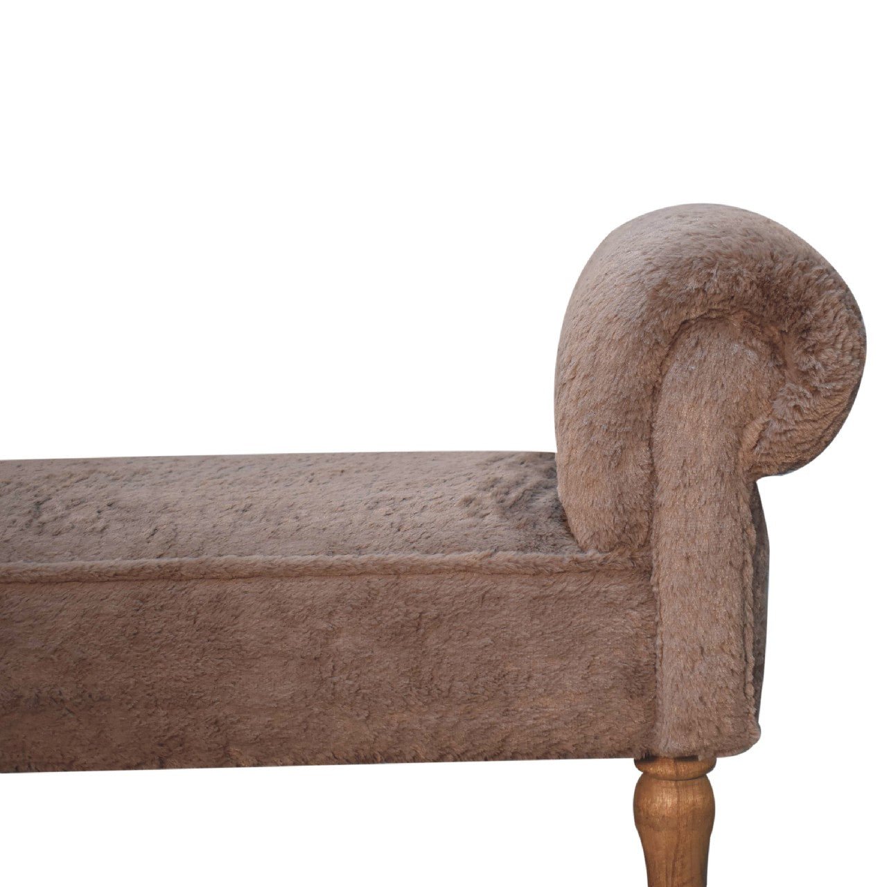 Mocha Faux Fur Bedroom Bench - SILVIONIX