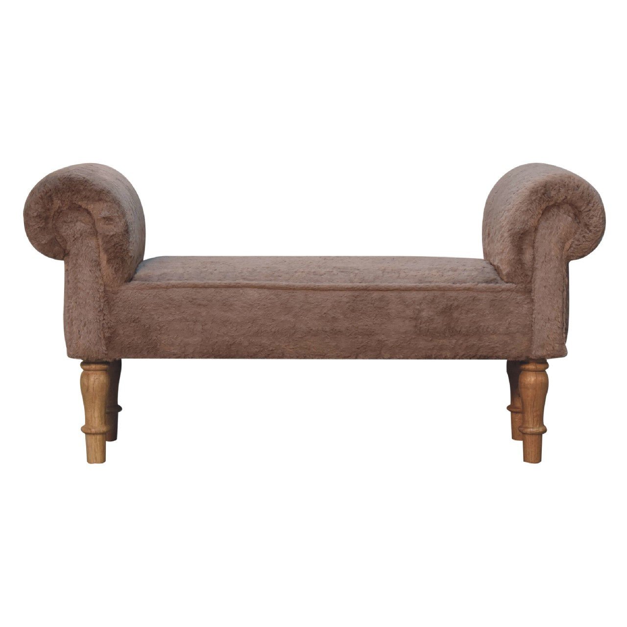 Mocha Faux Fur Bedroom Bench - SILVIONIX