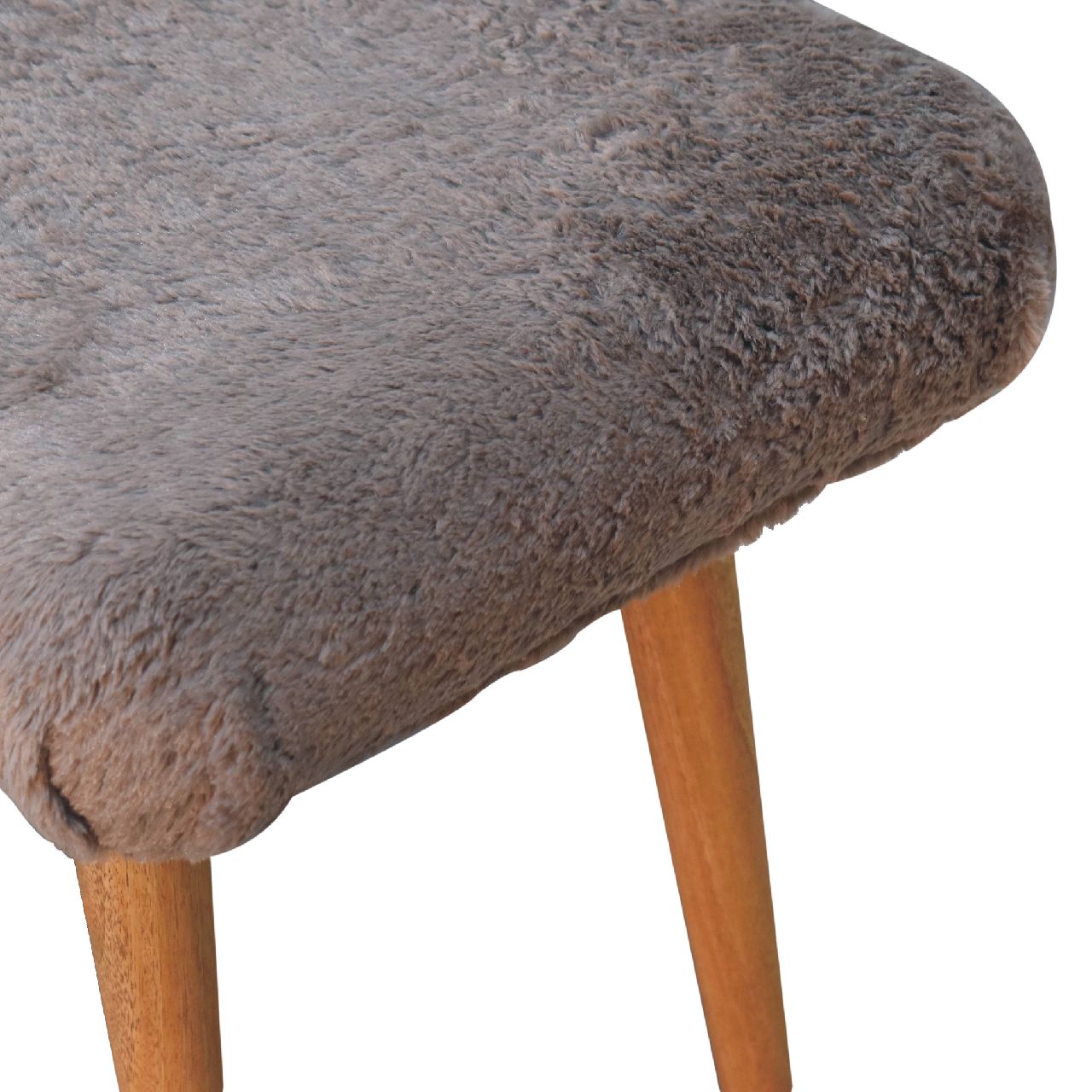 Mocha Faux Fur Curved Bench - SILVIONIX