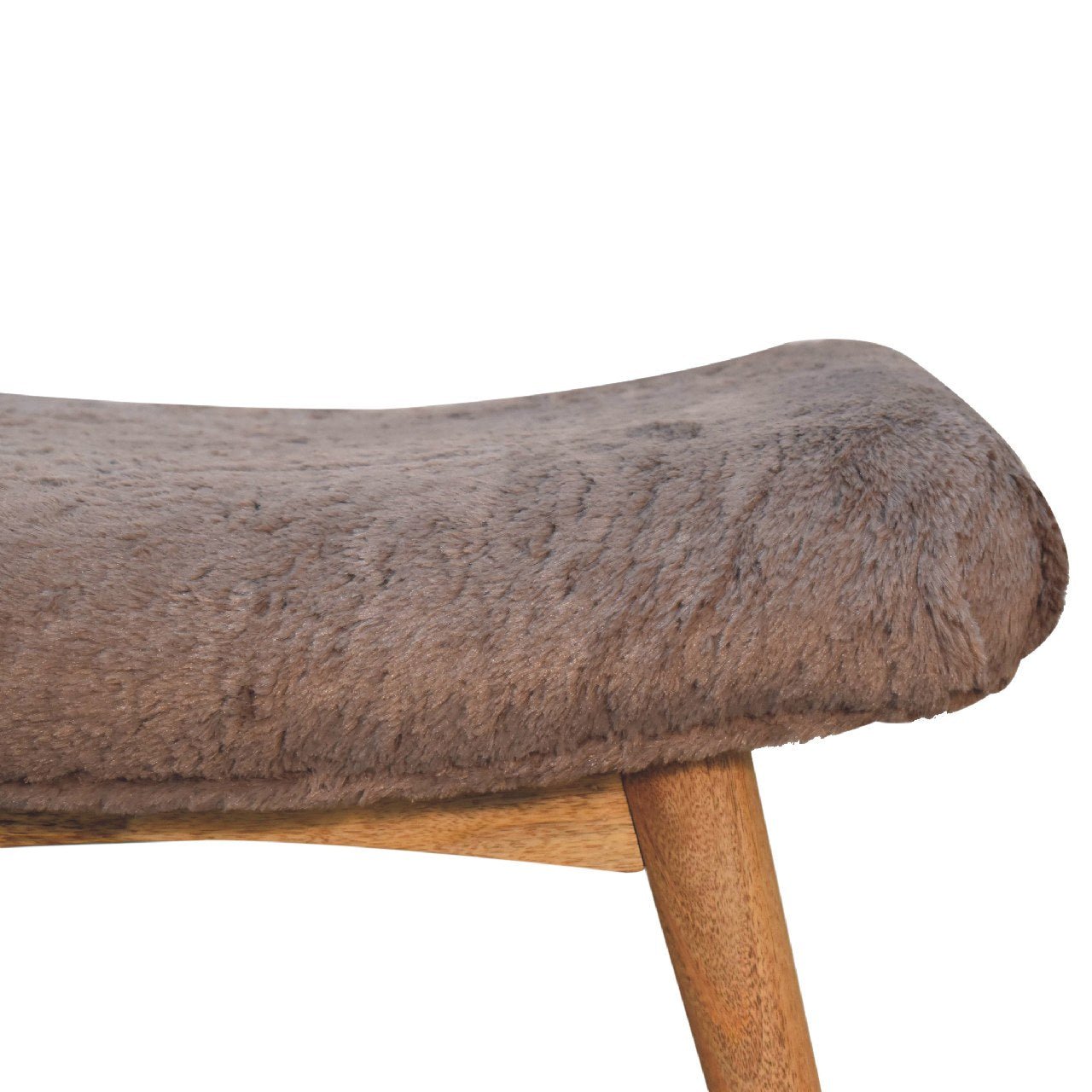 Mocha Faux Fur Curved Bench - SILVIONIX