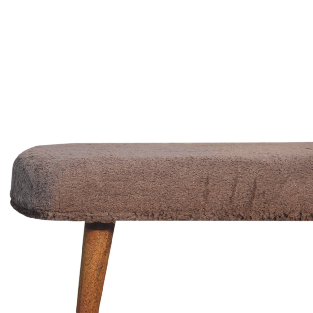 Mocha Faux Fur Fabric Bench - SILVIONIX