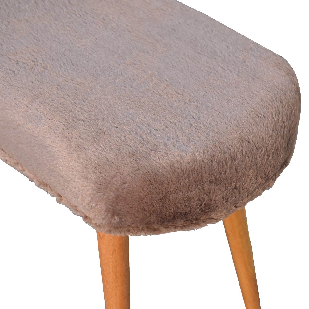 Mocha Faux Fur Fabric Bench - SILVIONIX