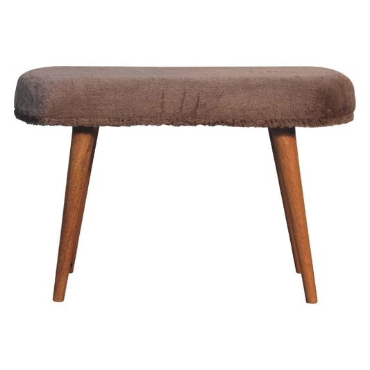 Mocha Faux Fur Fabric Bench - SILVIONIX