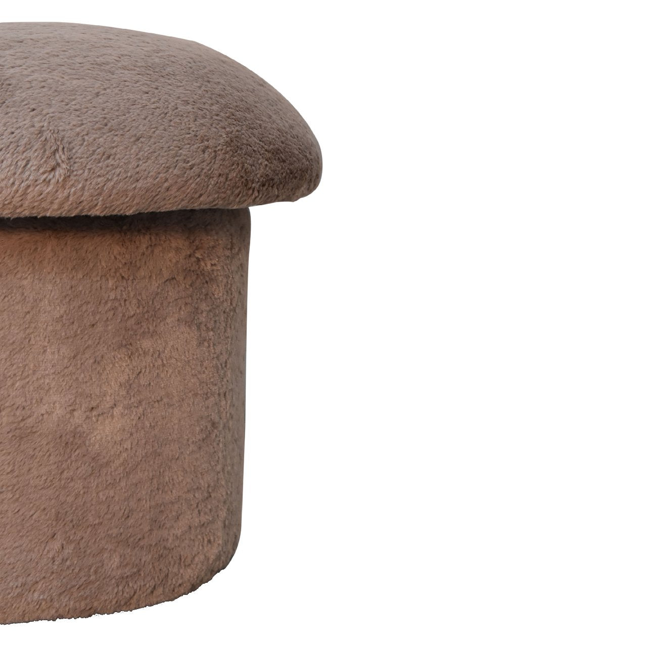 Mocha Faux Fur Mushroom Footstool - SILVIONIX