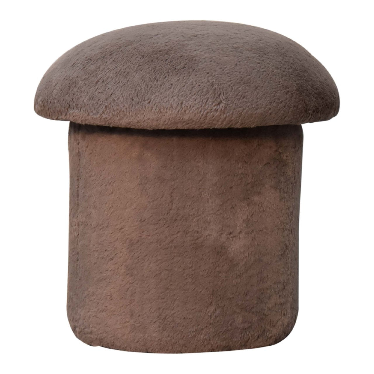 Mocha Faux Fur Mushroom Footstool - SILVIONIX