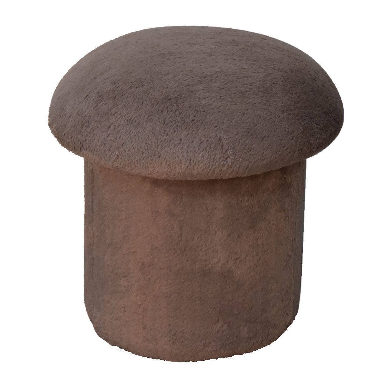 Mocha Faux Fur Mushroom Footstool - SILVIONIX