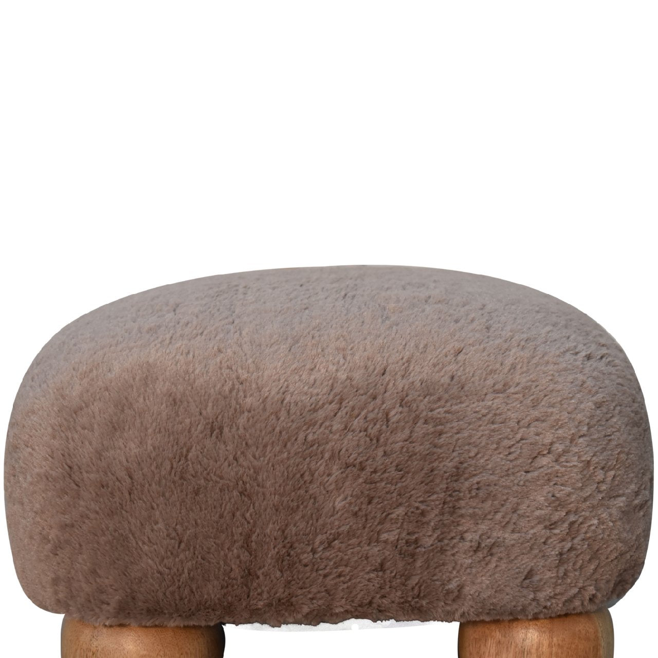 Mocha Faux Fur Nordic Footstool - SILVIONIX